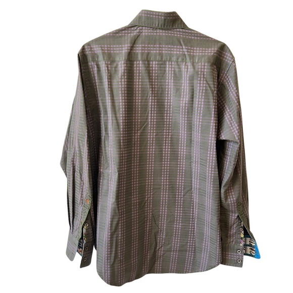 ROBERT GRAHAM SHIRT M CONTRAST CUFF COLLAR CHECK CASUAL LUXURY BOLD EMBROIDERED - Picture 4 of 13